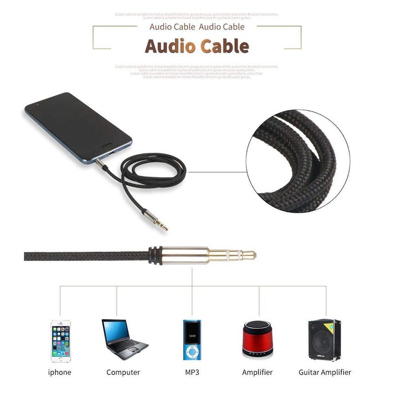 SUNYIN Amp Cord for Electric Guitar,30-Feet Acoustic Guitar Cable,Straight to Right Angle Guitar Amp Cord with Gold Plated 3.5mm&6.5mm Stereo Adapter,Audio Cable,4 Picks - Image 4